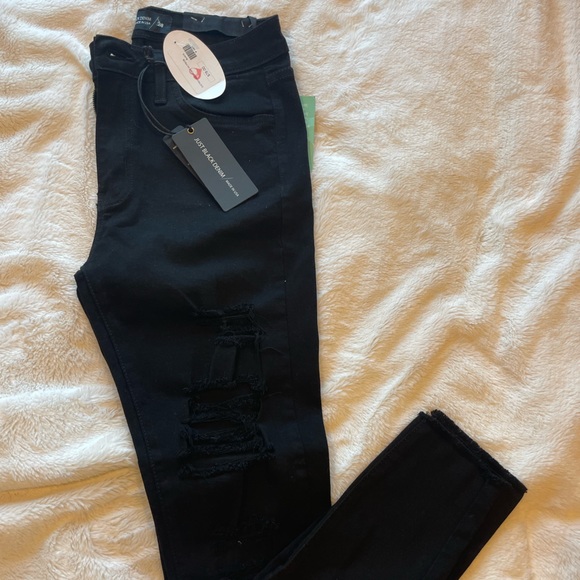 Just Black Denim Distressed Skinny Jeans with Fray Size 28 - Picture 1 of 5